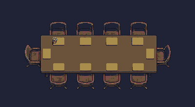 Pixel-art boardroom table